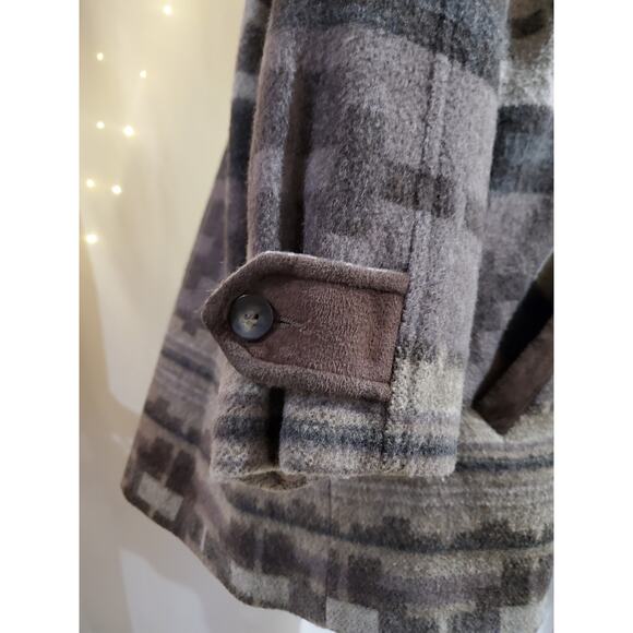 L.L. Bean Vintage Aztec Southwestern Wool Leather Blanket Jacket Womens Size L - Picture 7 of 12